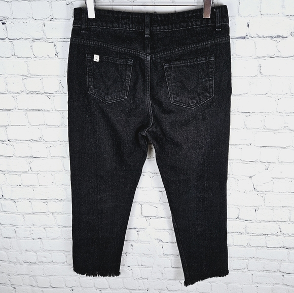 FOLDED & HUNG | slim fit high waist frayed hem cropped distressed jeans - Picture 3 of 9